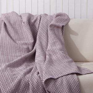 Luxury Queen Size Waffle Weave Cotton Blanket Gray